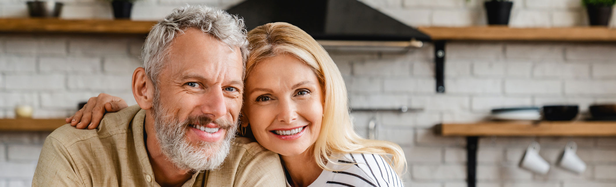 Smiling couple in the kitchen